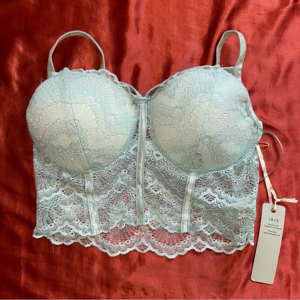 Iris Delicate Lace Bralette Mint Color Size Small